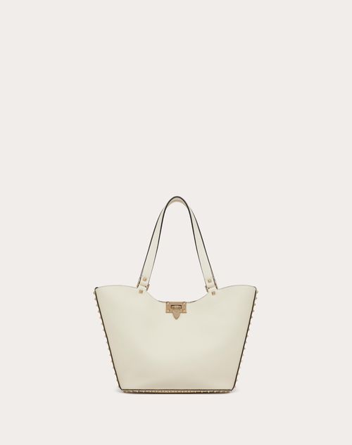 ロックスタッズ グレインカーフスキン スモール トートバッグ for ウィメンズ インチ アイボリー | Valentino JP