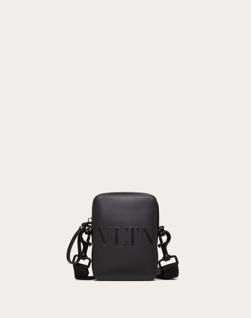 Valentino Garavani - Small Vltn Leather Shoulder Bag - Black - Man - Shoulder Bags