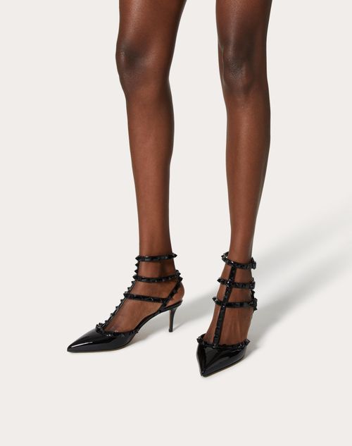 Valentino Garavani - Patent Rockstud Pumps With Matching Straps And Studs 65 Mm - Black - Woman - Rockstud Pumps - Shoes