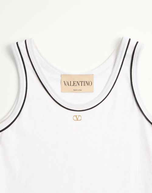Valentino - Cotton Jersey Top - White/ Black - Woman - T-shirts And Sweatshirts