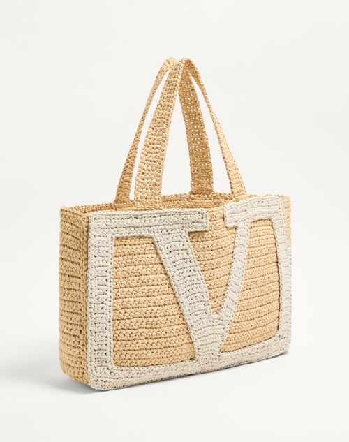 Valentino Garavani - Valentino Garavani Viva Superstar Large Raffia Shopping Bag - Natural/butter - Woman - Totes