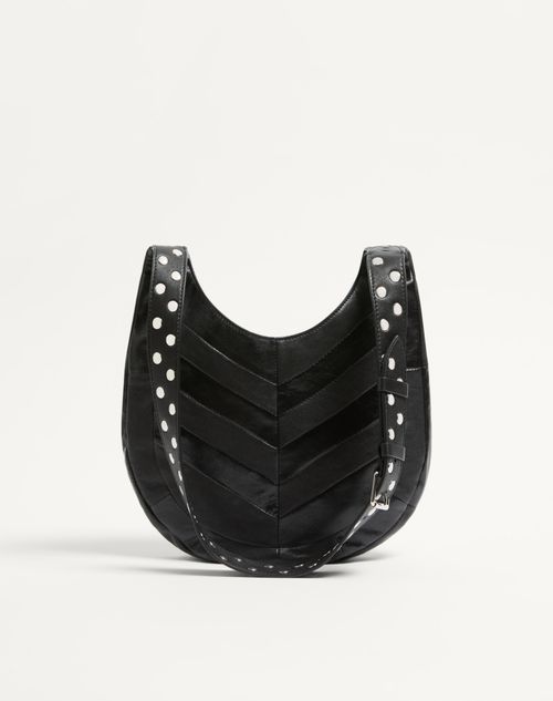 Valentino Garavani - Valentino Garavani Hoboho Small Hobo Bag In Chevron-patterned Nappa Leather - Black - Woman - Woman F&f Integration