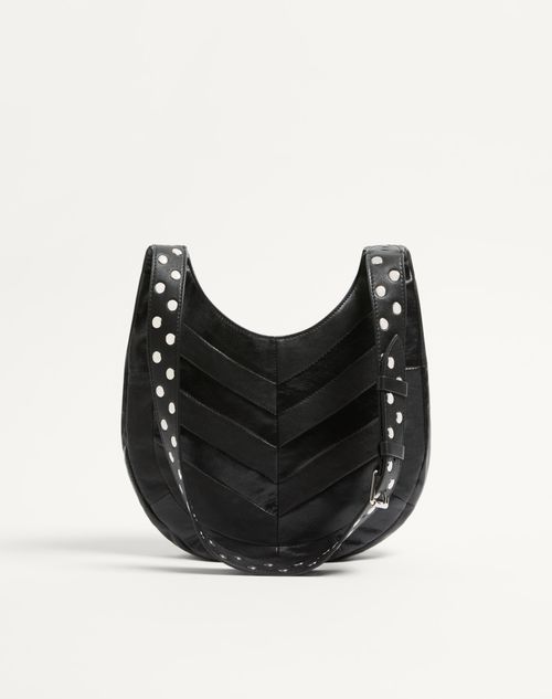 Valentino Garavani - Valentino Garavani Hoboho Small Hobo Bag In Chevron-patterned Nappa Leather - Black - Woman - Shoulder Bags