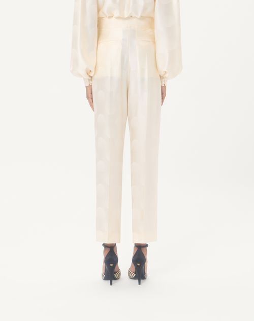 Valentino - Pantalon Rayé À Pois En Jacquard Plus De Pois - Ivoire - Femme - Shorts Et Pantalons