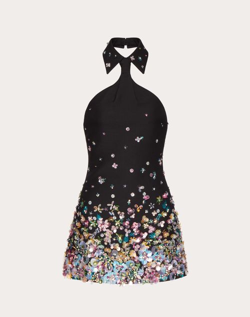 Valentino - Embroidered Crepe Couture Short Dress - Black/multicolor - Woman - Dresses
