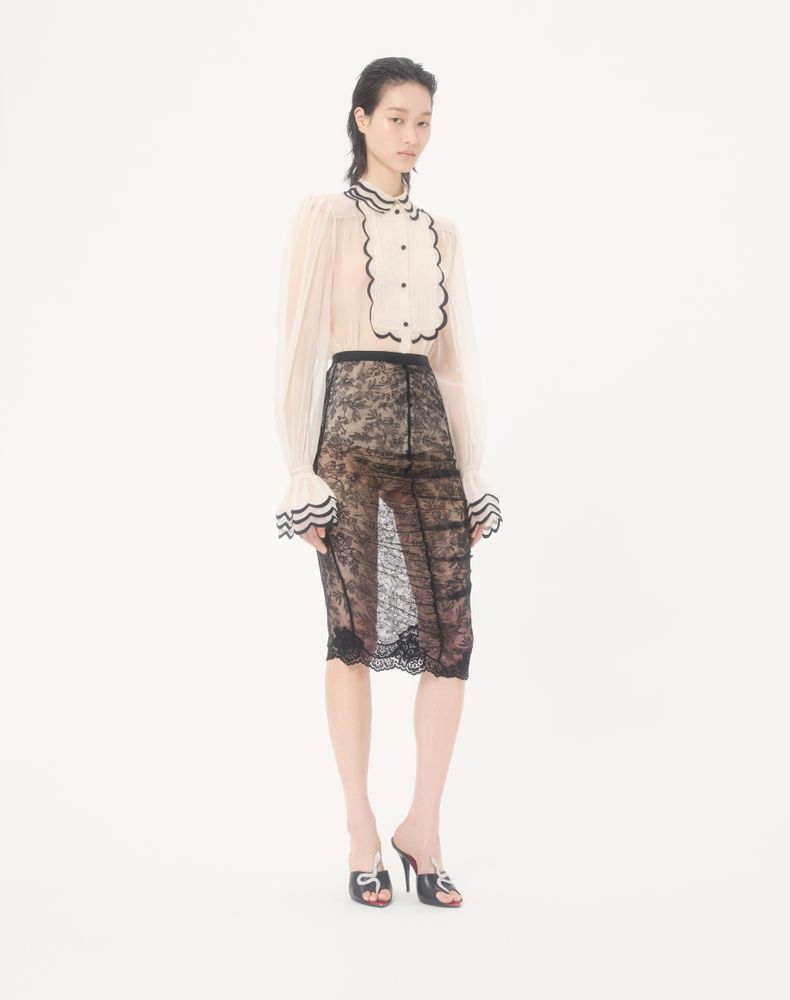 Valentino Stretch Lace Midi Skirt Woman Black S