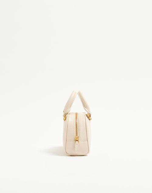 Valentino Garavani - Mini Vlogo Signature Bowling Bag In Grainy Calfskin - Light Ivory - Woman - Top Handle Bags