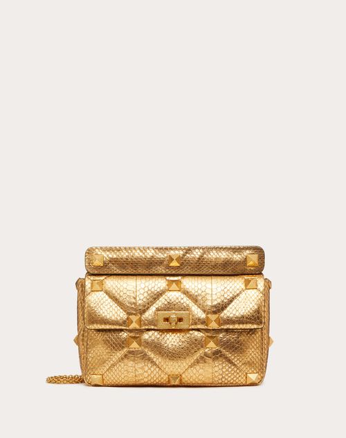 Valentino Garavani - Large Roman Stud Elaphe Chain Bag - Antique Brass - Woman - Shoulder Bags