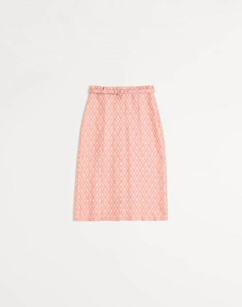 Valentino - Gonna Pieghe In Twill Toute La V - Blush Rose/crema - Donna - Gonne