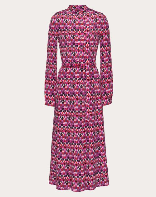 Valentino - Printed Crepe De Chine Dress - Pink/multicolor - Woman - Shelve - Pap Tema 1