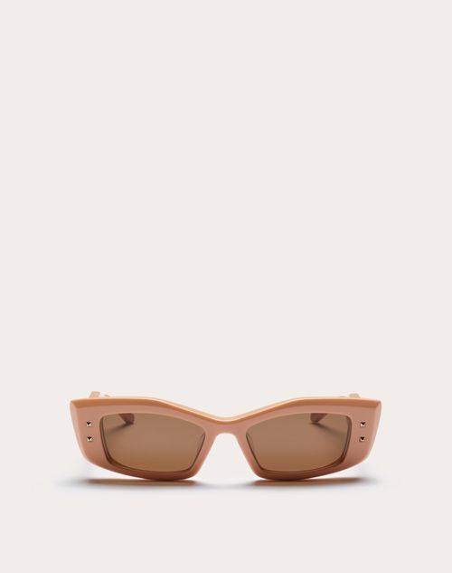 Valentino - V -rectangular Acetate  - Mid Beige/dark Brown - Woman - Eyewear