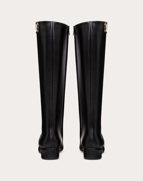 Valentino Garavani - Vlogo Type Calfskin Boot 30mm - Black - Woman - Boots
