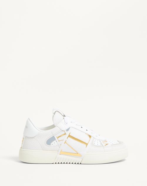 Valentino Garavani - Calfskin Vl7n Sneaker With Bands - White/antique Brass - Woman - Sneakers