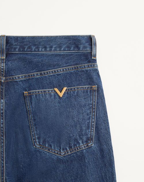 Valentino - Valentino Denim Trousers With Vgold - Denim - Man - Denim