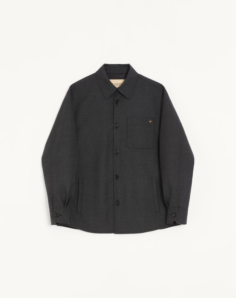 Veste Chemise Gabardine Nylon VGold Gris Foncé — Valentino