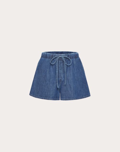 Valentino - Denim Chambray Shorts - Blue - Woman - Denim Shorts