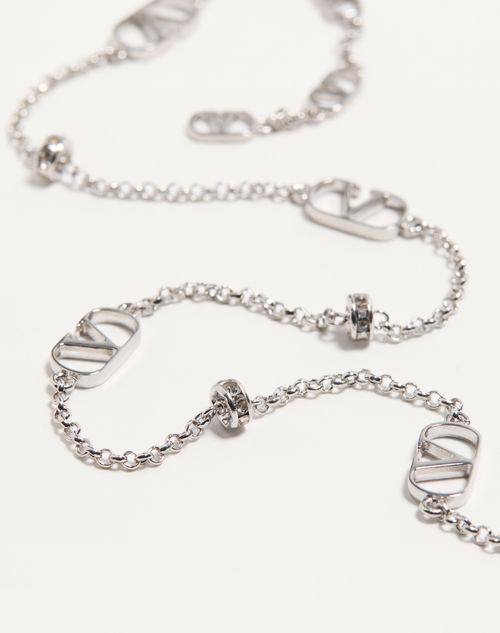 Valentino Garavani - Vlogo Signature Metal And Crystal Necklace - Palladium/crystal - Woman - Jewelry