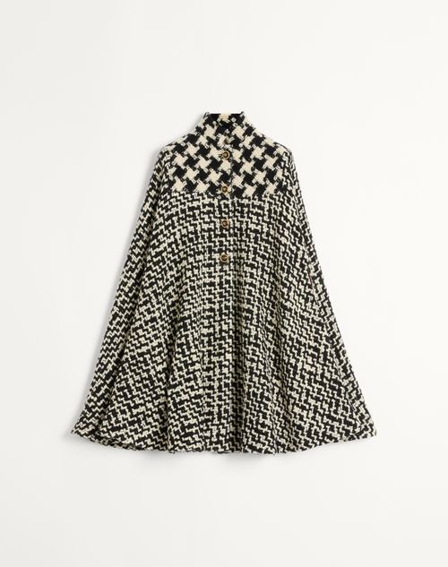 Valentino - Geometric Tweed Cape - Ivory/black - Woman - Shelf - Wrtw - W1 Optical B&w