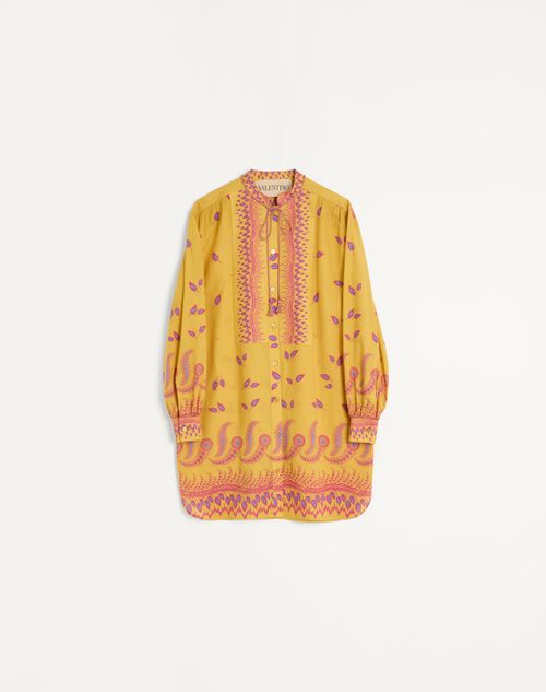 Valentino - Short Dress In Voyage Imaginaire Muslin - Yellow/multicolor - Woman - Dresses