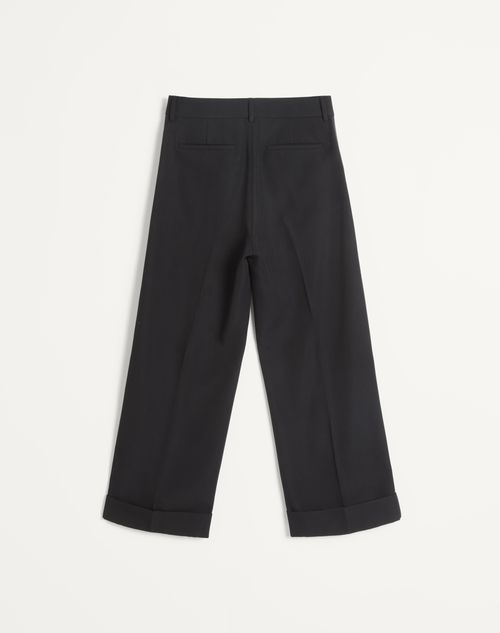 Valentino - Wool Cuffed Pants With Satin Side Bands - Black - Man - Pants And Shorts