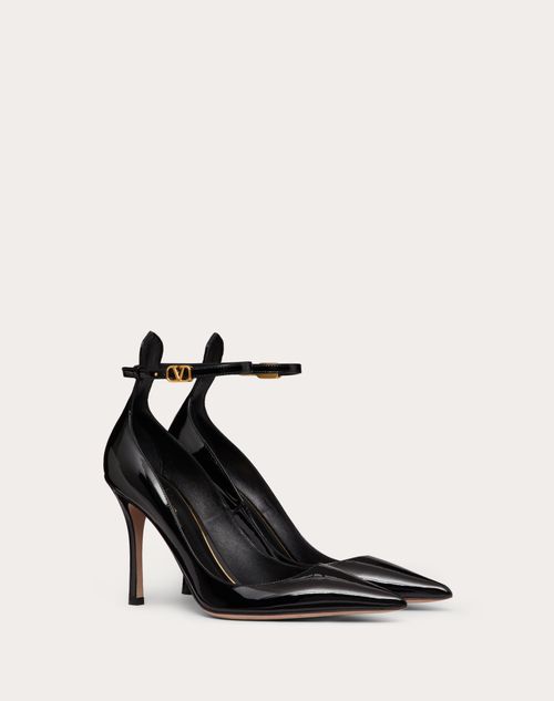 Valentino Tan-go Patent Pump 100mm for Woman in Black | Valentino