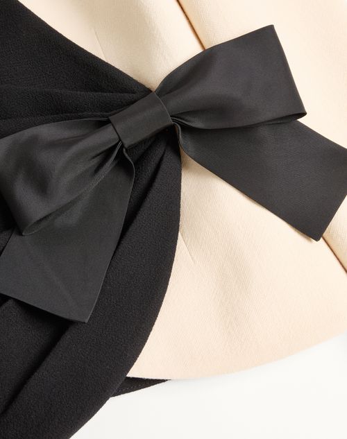 Valentino - Wool Crepe Jacket With Contrasting Bow - Black/birch - Woman - Jackets And Blazers