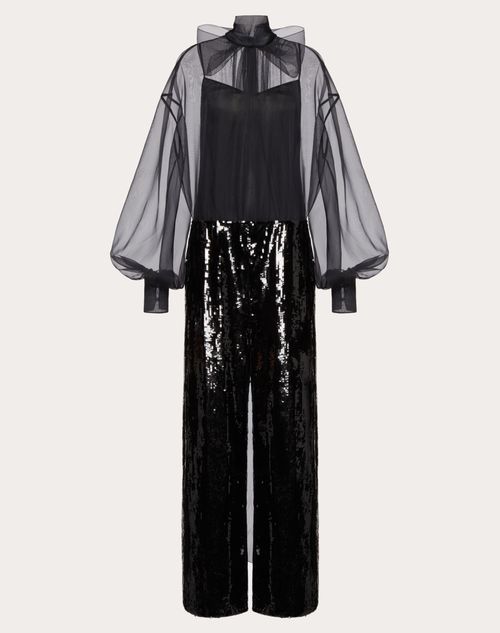 Valentino - Embroidered Organza Jumpsuit - Black - Woman - Shelve - Pap Black