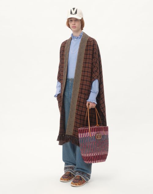 Valentino Garavani - Vlogo Signature Raffia Shopping Bag - Multicolour/camel - Man - Totes