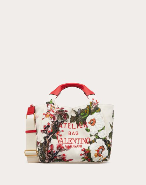 Valentino Garavani - Valentino Garavani Atelier Bag Medium Canvas Shopper With Embroidery - Multicolor - Woman - Woman Bags & Accessories Sale