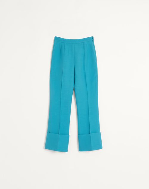 Valentino - Pantalón De Crepe Couture - Azul Cielo - Mujer - Pantalones Largos Y Cortos