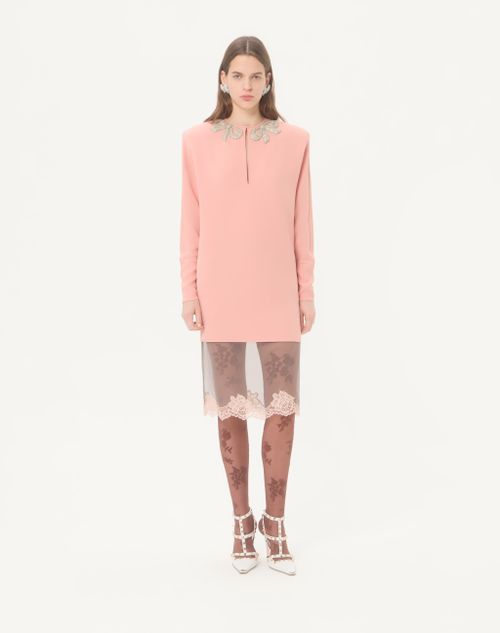 Valentino - Vestido Corto Bordado De Cady Couture - Rosa/plateado - Mujer - Vestidos