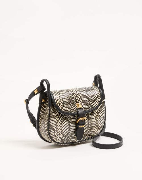 Valentino Garavani - Valentino Garavani Flâneuse Small Cobra Print Elaphe Shoulder Bag - Ivory/black - Woman - Shoulder Bags