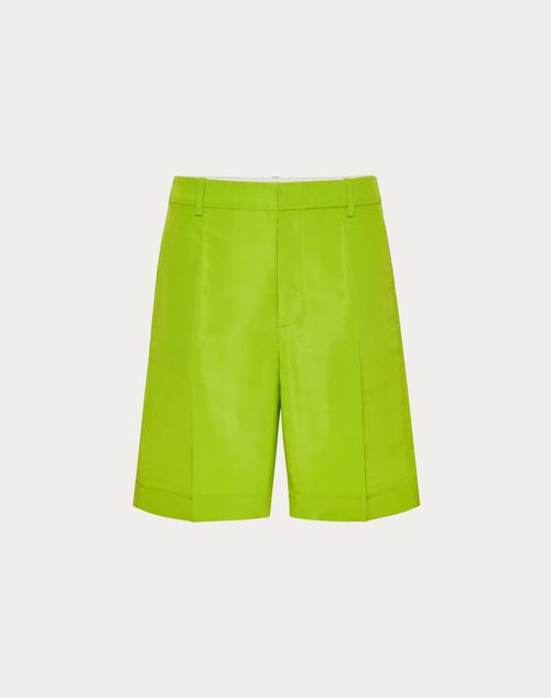 Valentino - Silk Faille Bermuda Shorts - Bright Lime - Man - Pants And Shorts