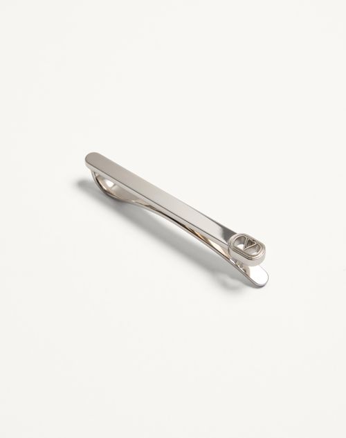 Valentino Garavani - VALENTINO GARAVANI VLOGO SIGNATURE METAL TIE CLIP - Transparent - Man - Jewellery