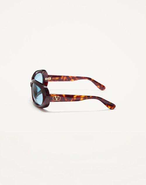 Valentino - Oval Wrap-around Acetate Eyewear - Dark Havana/light Blue - Unisex - Eyewear