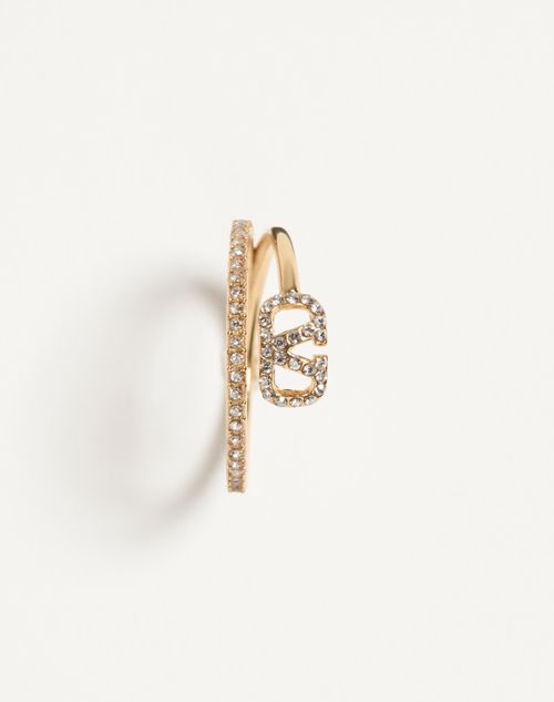 Valentino Garavani - Vlogo Signature Metal And Swarovski® Crystal Ring - Gold - Woman - Jewellery