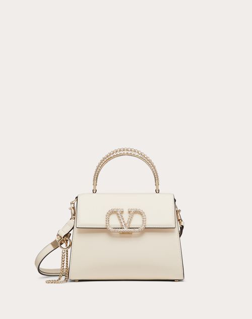 Valentino Garavani - Small Vsling Calfskin Handbag With Jewel Handle - Light Ivory - Woman - Woman Bags & Accessories Sale