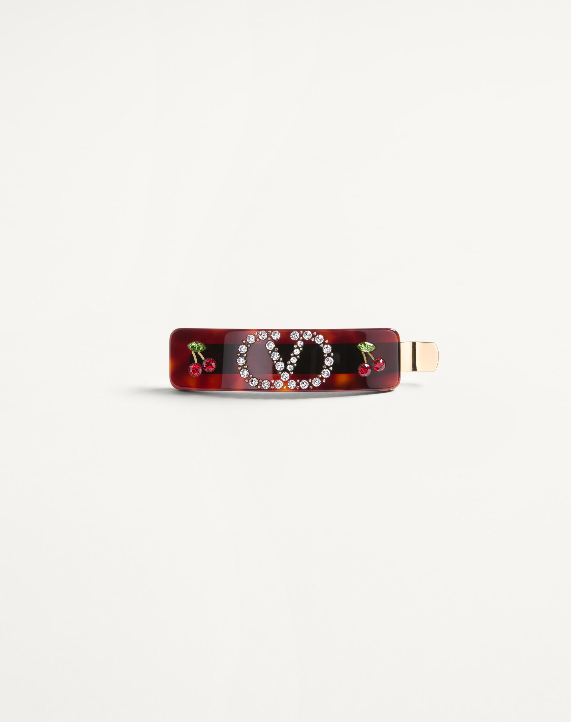 ★送料関税込★VALENTINO V LOGO クリスタル ヘアクリップ Vロゴ シグネチャー メタル X スワロフスキー®クリスタル ヘア