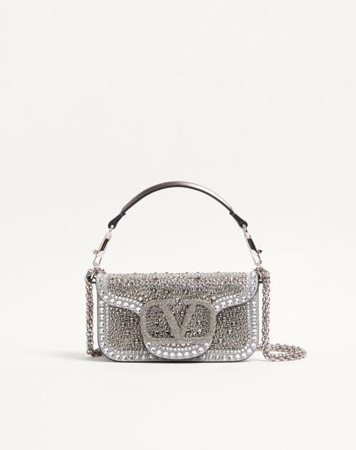 Valentino Garavani - Small Valentino Garavani Locò Shoulder Bag With Rhinestones - Crystal - Woman - Loco - Bags