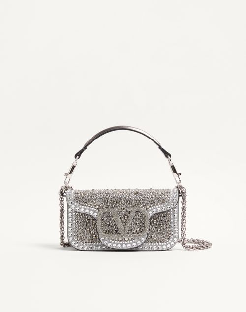 Valentino Garavani - Small Valentino Garavani Locò Shoulder Bag With Rhinestones - Crystal - Woman - Shoulder Bags
