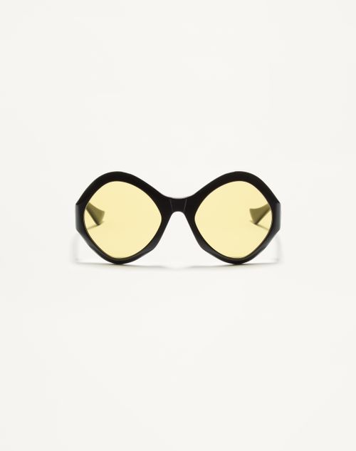 Valentino - Round Acetate Eyewear - Black/yellow - Unisex - Eyewear
