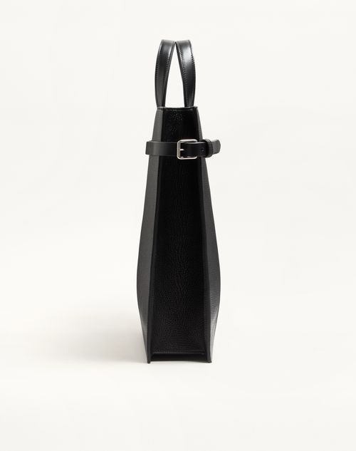 Valentino Garavani - Valentino Garavani Antibes Medium Tote Bag In Grained Leather - Black - Man - Totes