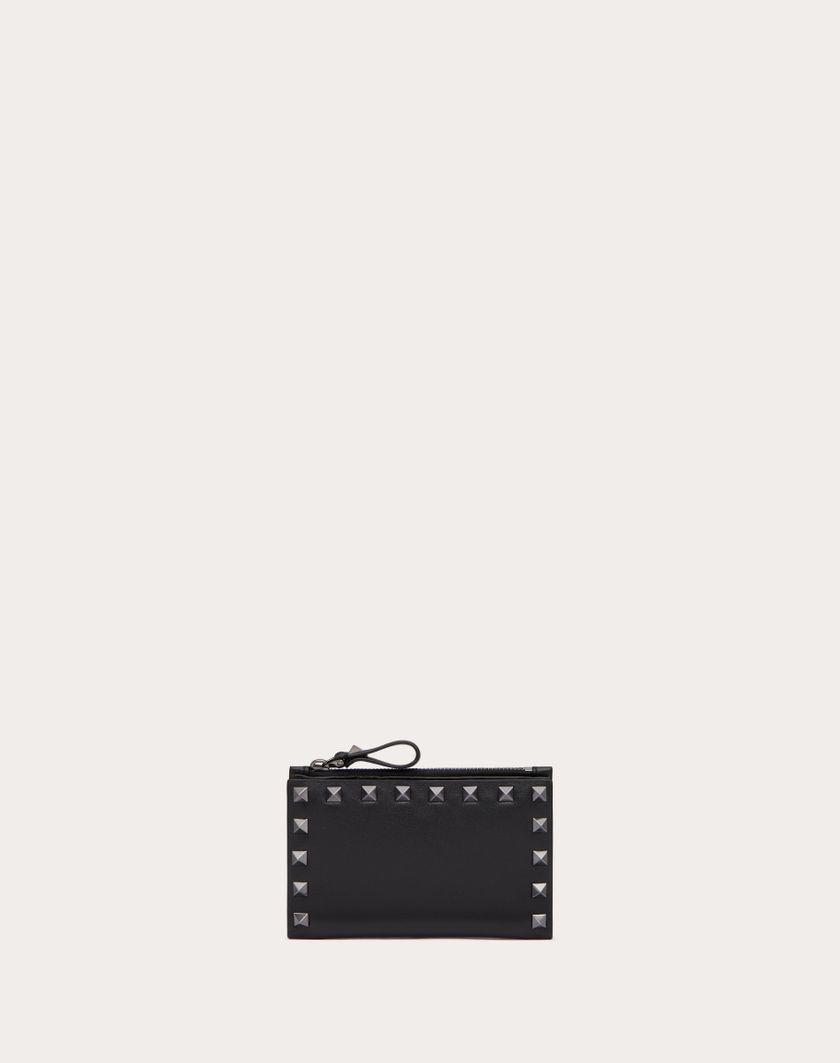 Valentino Handbags Portacarte Con Zip Rockstud In Vitello per Donna in Nero | Valentino IT