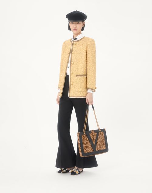 Valentino Garavani - Valentino Garavani Viva Superstar Medium Shopping Bag In Calfskin With Pony Effect - Animal Print - Woman - Totes