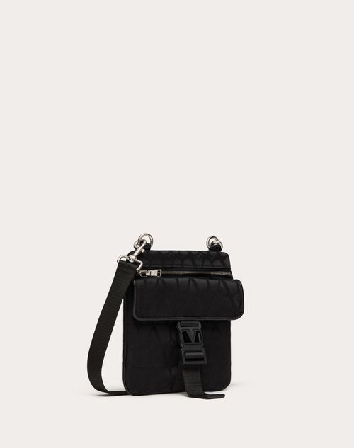 Valentino Garavani - Toile Iconographe Shoulder Bag In Technical Fabric With Leather Details - Black - Man - Bags