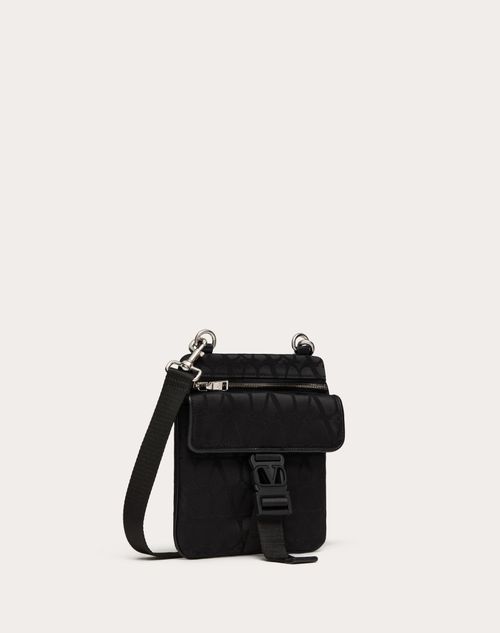 Valentino Garavani - Toile Iconographe Shoulder Bag In Technical Fabric With Leather Details - Black - Man - New Arrivals