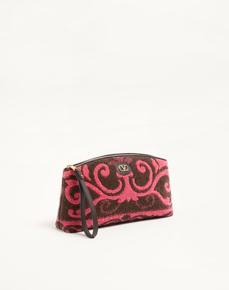 Valentino Garavani Terry Cloth Clutch Woman Coral/Chocolate Uni