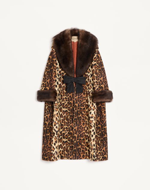Valentino - Fauve Eclat Spotted Wool Cloth Coat - Animal Print - Woman - Coats And Outerwear
