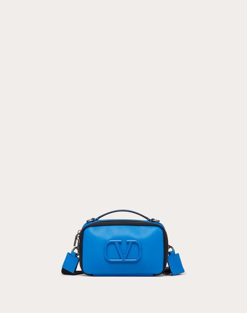 Valentino Garavani - Lacquered Vlogo Signature Leather Crossbody Bag - Blue - Man - Man Sale
