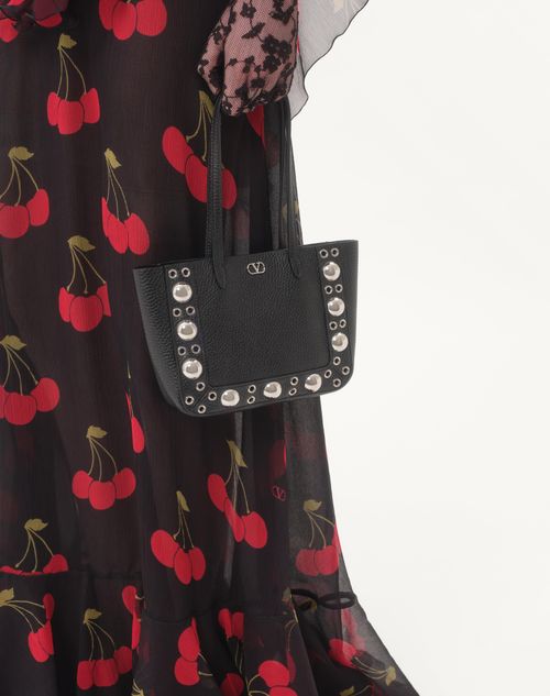 Valentino - Long Dress In Crepponne Chiffon With Cherryfic Print - Black/cherry Red - Woman - Gowns
